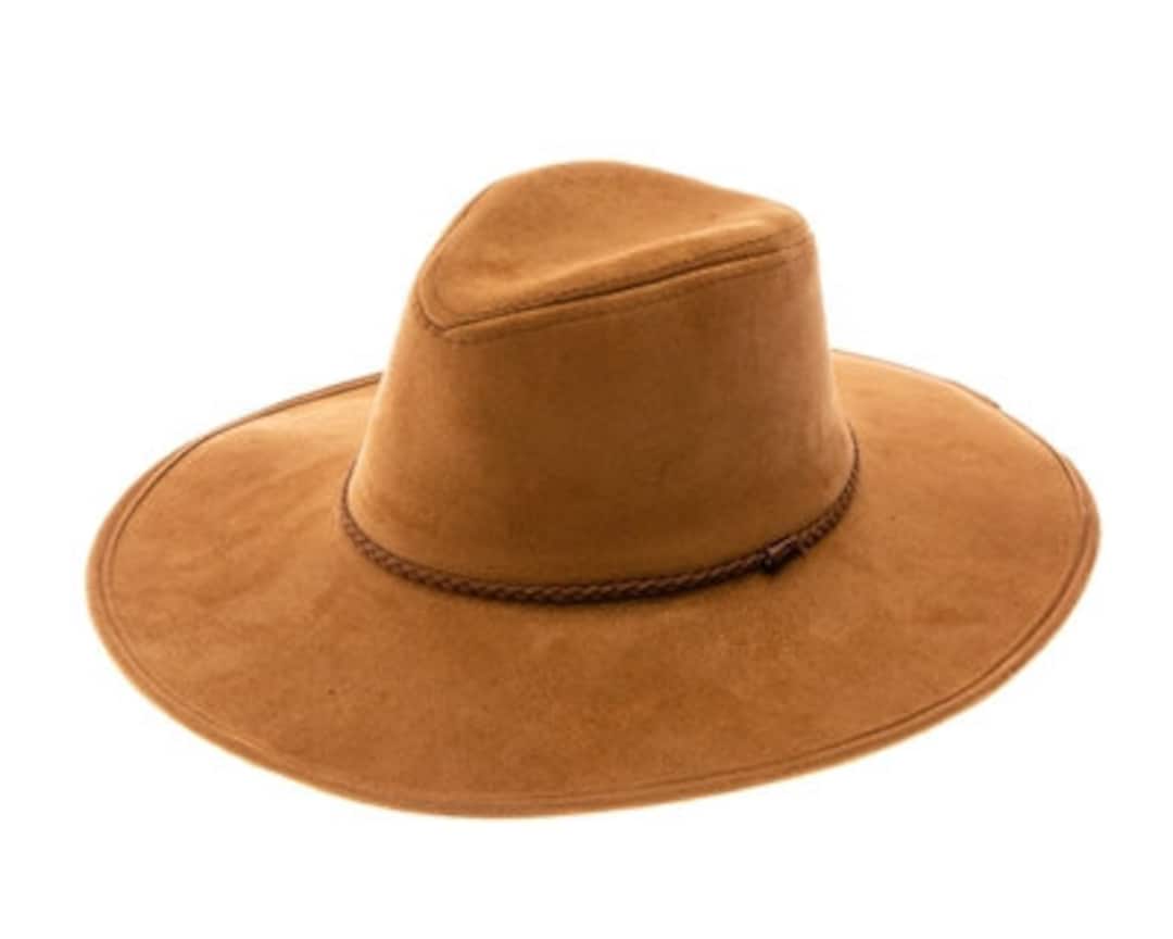 Caramel Vegan Suede Panama Hat Instagram Hat Flat Brim Hat Fashion Hat