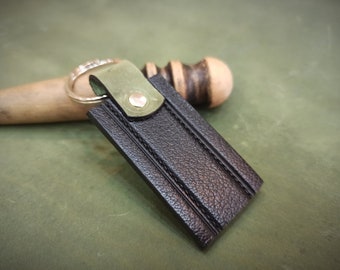 Engraved bronze leather key chain, leather key holder, christmas, christmas gift