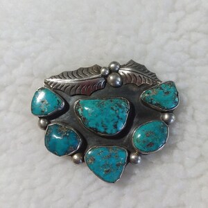 Navajo Platero Blue Morenci Turquoise Sterling Silver Holly Leaf Signed Collectible Native American USA image 3