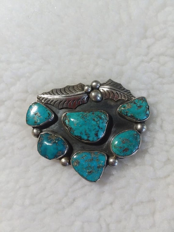 Navajo Platero Blue Morenci Turquoise Sterling Si… - image 3