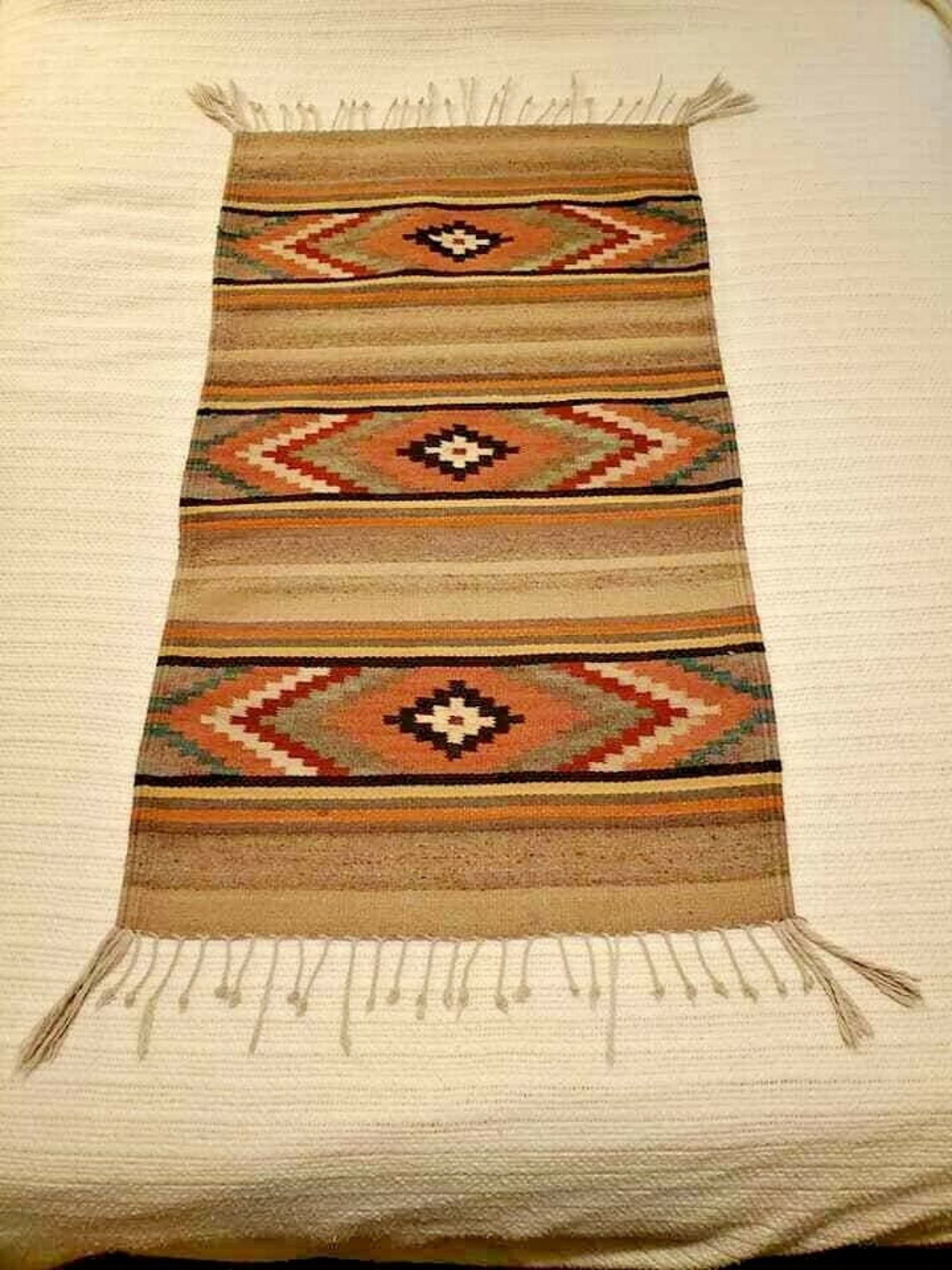Zapotec Rug MultiColorMauve 38x22.5 Main vintage Etsy France