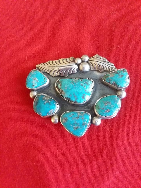 Navajo Platero Blue Morenci Turquoise Sterling Si… - image 1