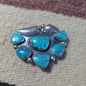 Navajo Platero Blue Morenci Turquoise Sterling Silver Holly Leaf Signed Collectible Native American USA image 4