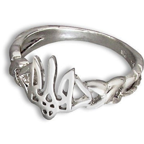 Unisex Sterling 925 Silver Ring with Ukrainian Trident, Tryzub,Т ризуб