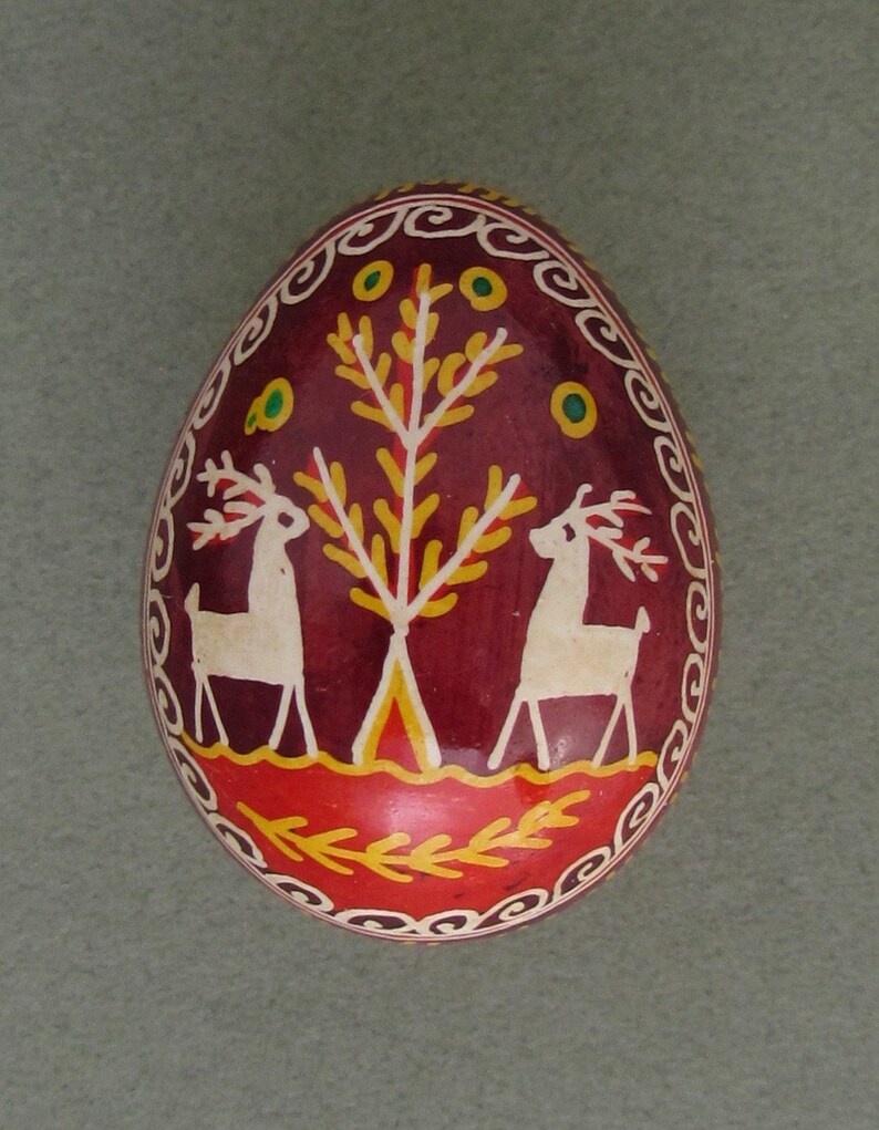 Easter Egg Written on Quail Shell Wax Resist Dyed Style Q17 Quail Pysanka