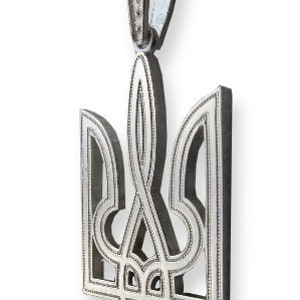 Pendentif Tryzub Trident Ukrainien En Argent 925 – Pour Homme, Avec Cordon, Neuf Sans Emballage