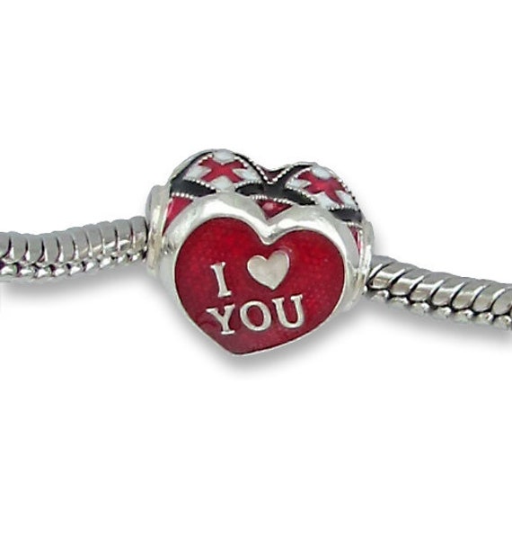 St Valentine Sterling 925 Silver Bracelet Charm,i Love You, Ukrainian  Embroidery Style on Side - Etsy