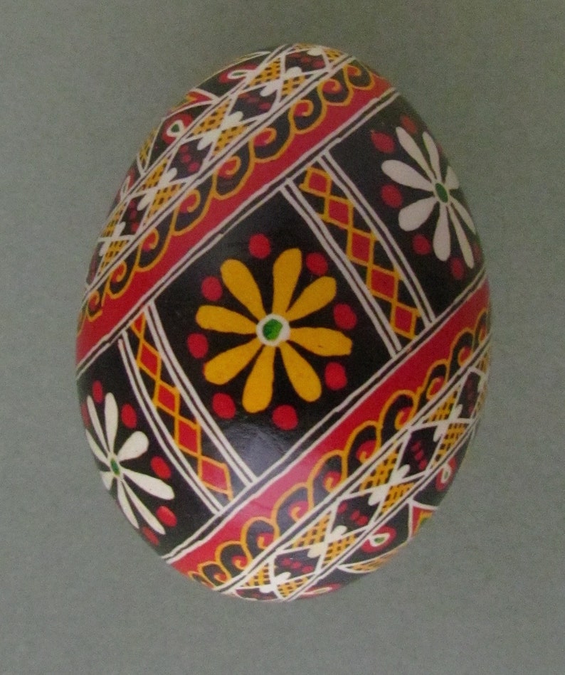 Easter Egg Written on Quail Shell Wax Resist Dyed Style Q17 Quail Pysanka