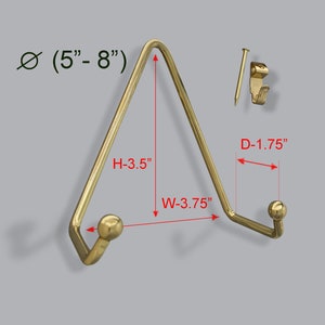 Brass Plate Hanger, Displays Plates on Wall Size 5" to 8" in diameter