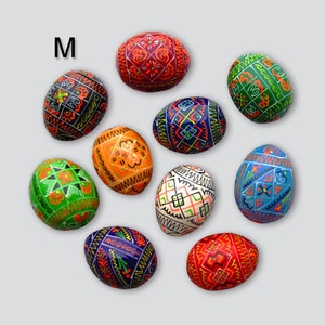 10 Medium Size, Painted Ukrainian Easter Eggs, Pysanka ,Pysanky, Pisanki Colorful,Geometric Style,1 3/4"X1 1/4"