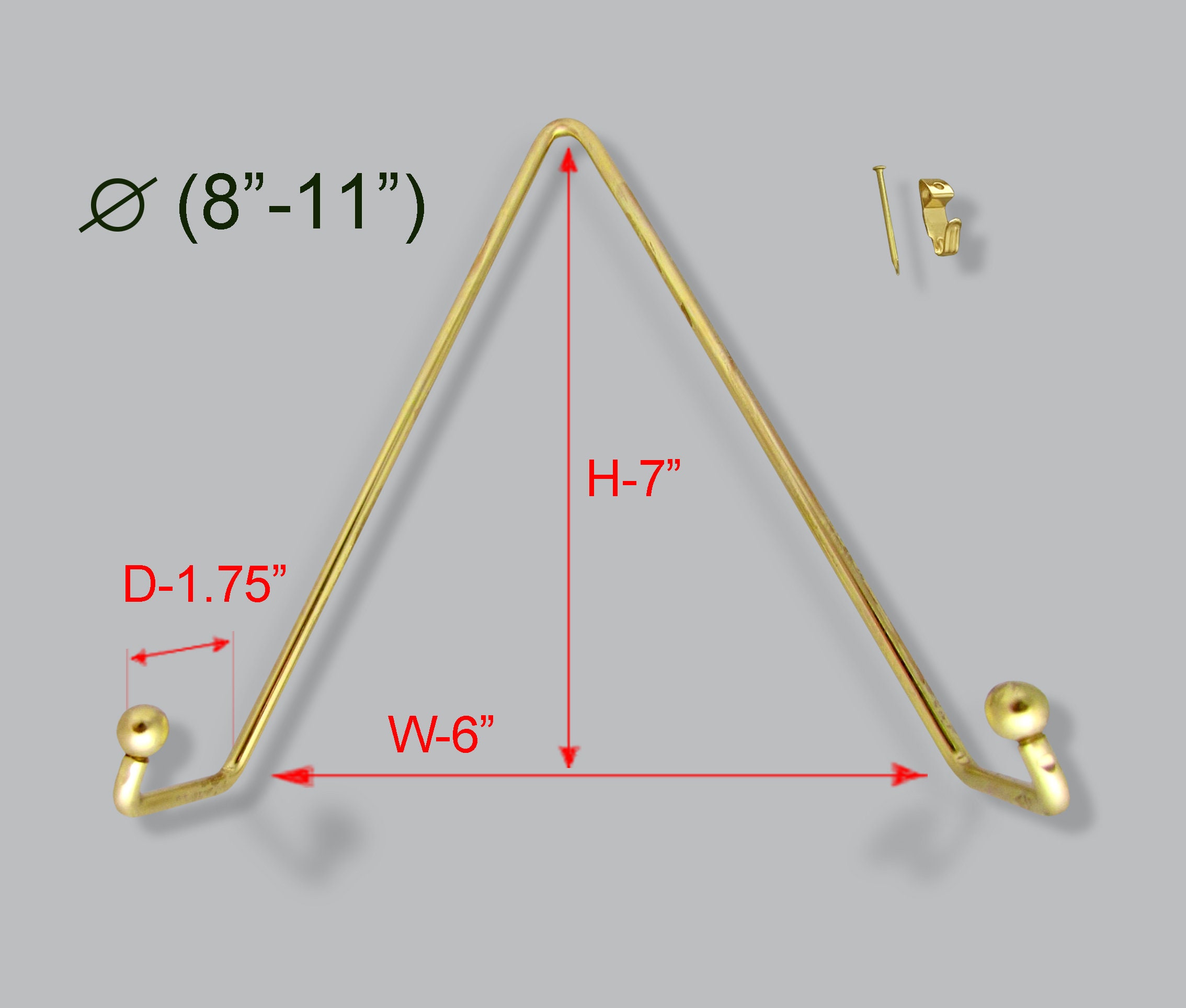 Brass Plate Hanger Displays Plates on Wall Size 8 to Etsy UK