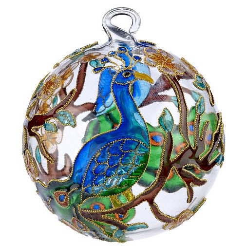 Majestic Glass Peacock Christmas Tree Bauble – G Decor