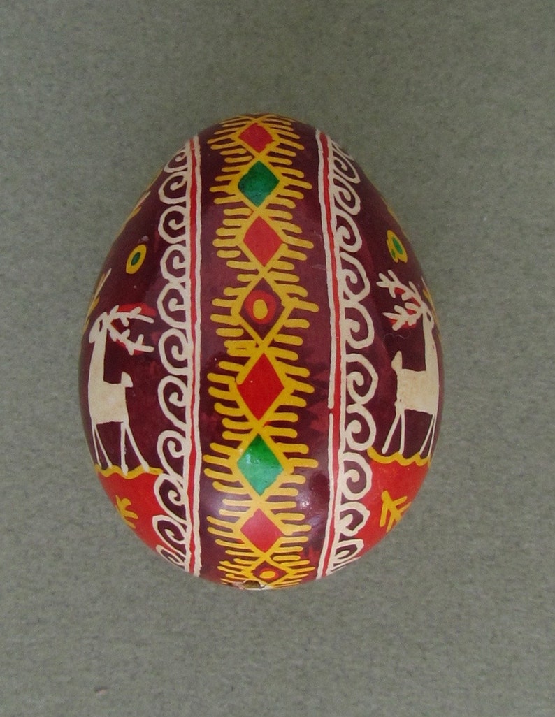 Easter Egg Written on Quail Shell Wax Resist Dyed Style Q17 Quail Pysanka