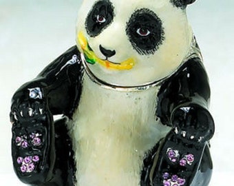 Bejeweled Enameled Animal Trinket Box/Figurine With Rhinestones-Big Panda Collectibles & Art TE6677560 Bejeweled Enameled Animal Trinket Box/Figurine With Rhinestones-Big Panda Collectibles & Art TE6677560