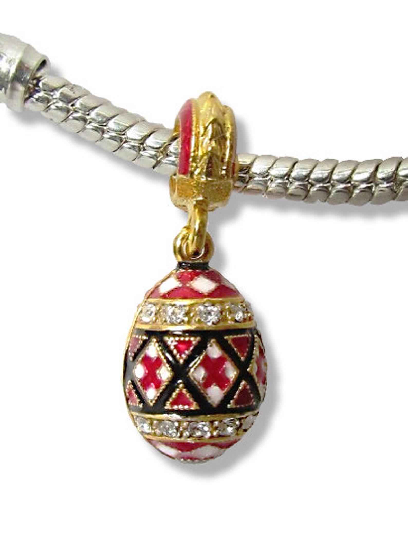 Ukrainian Sliding Egg Jewelry Bracelet Charm Red Embroidery Etsy