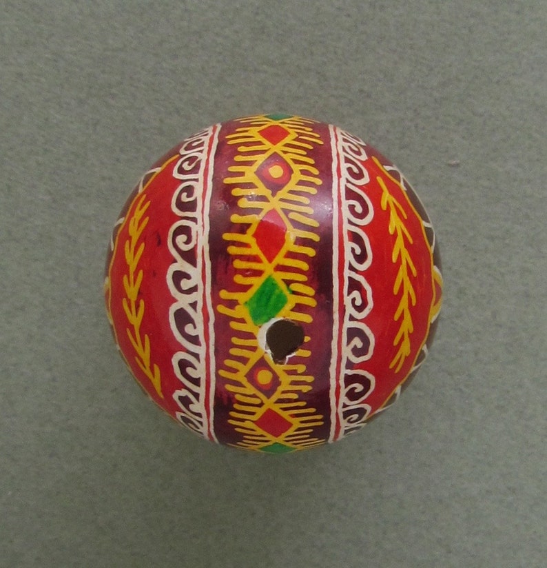 Easter Egg Written on Quail Shell Wax Resist Dyed Style Q17 Quail Pysanka
