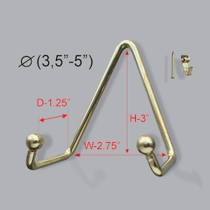 Brass Plate Hanger, Displays Plates on Wall Size 3.5 to 5 in diameter image 1