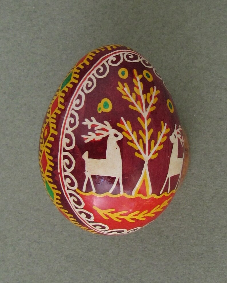 Easter Egg Written on Quail Shell Wax Resist Dyed Style Q17 Quail Pysanka