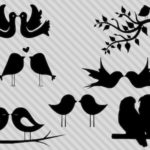 Bundle svg oiseaux d'amour, clipart oiseaux d'amour, amour oiseaux silhouette svg, fichiers coupés pour cricut et silhouette, png, svg