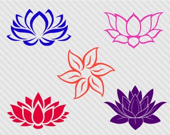 Lotus flower svg bundle, lotus svg, lotus flower clipart, lotus flower silhouette, cut files for cricut and silhouette, png, dxf