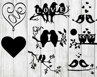 Love Birds SVG Bundle, Birds SVG bundle, Birds cut file, Birds clipart, Birds svg files for silhouette, files for cricut, svg, eps, png