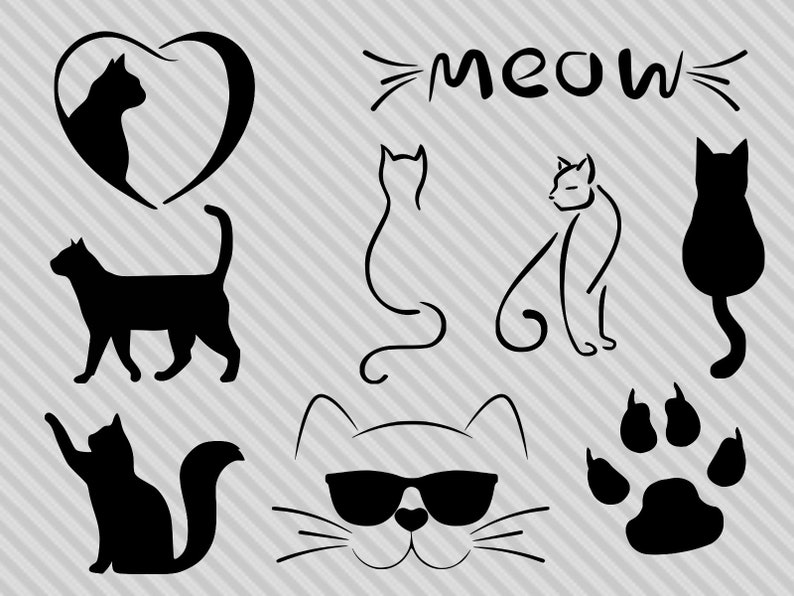 Download Cat svg bundle cat clipart with sunglasses cat silhouette ...