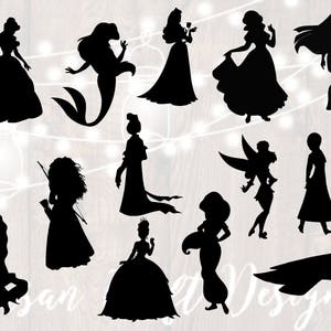 Prinzessin Silhouette svg bundle, Prinzessin Clipart, svg, png