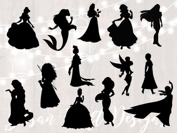 Download Disney princess silhouette svg bundle disney princess | Etsy