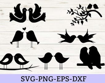 Love birds svg bundle, love birds clipart, love birds silhouette svg, cut files for cricut and silhouette, png, svg, dxf