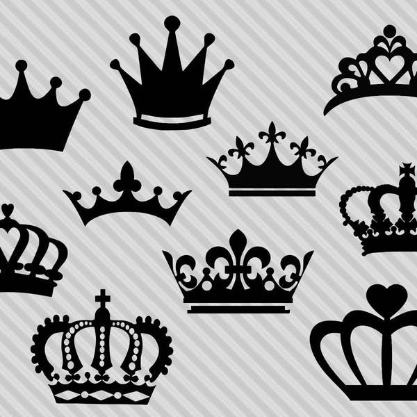 Crown svg cutting file, tiara svg, crown clipart, crown silhouette, princess crown svg, princess svg, png, crown silhouette