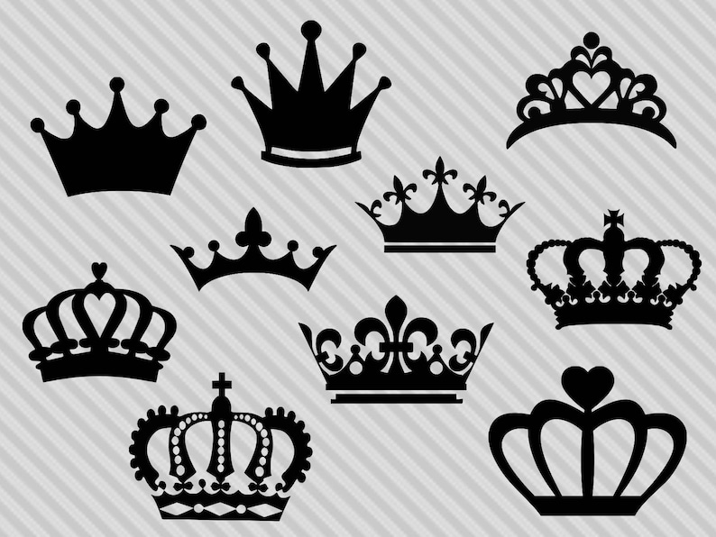 Crown svg cutting file, tiara svg, crown clipart, crown silhouette, princess crown svg, princess svg, png, crown silhouette image 1