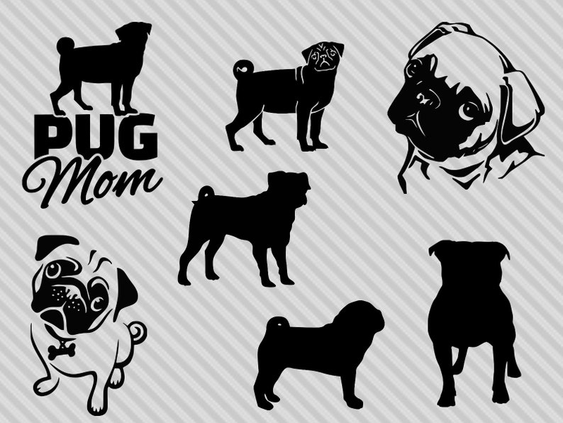 Download Pug svg bundle pug clipart pug silhouette svg pug mom svg ...