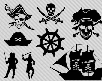 Pirate svg bundle, pirate clipart, pirate silhouette, skull and bones svg, skull sword svg, png