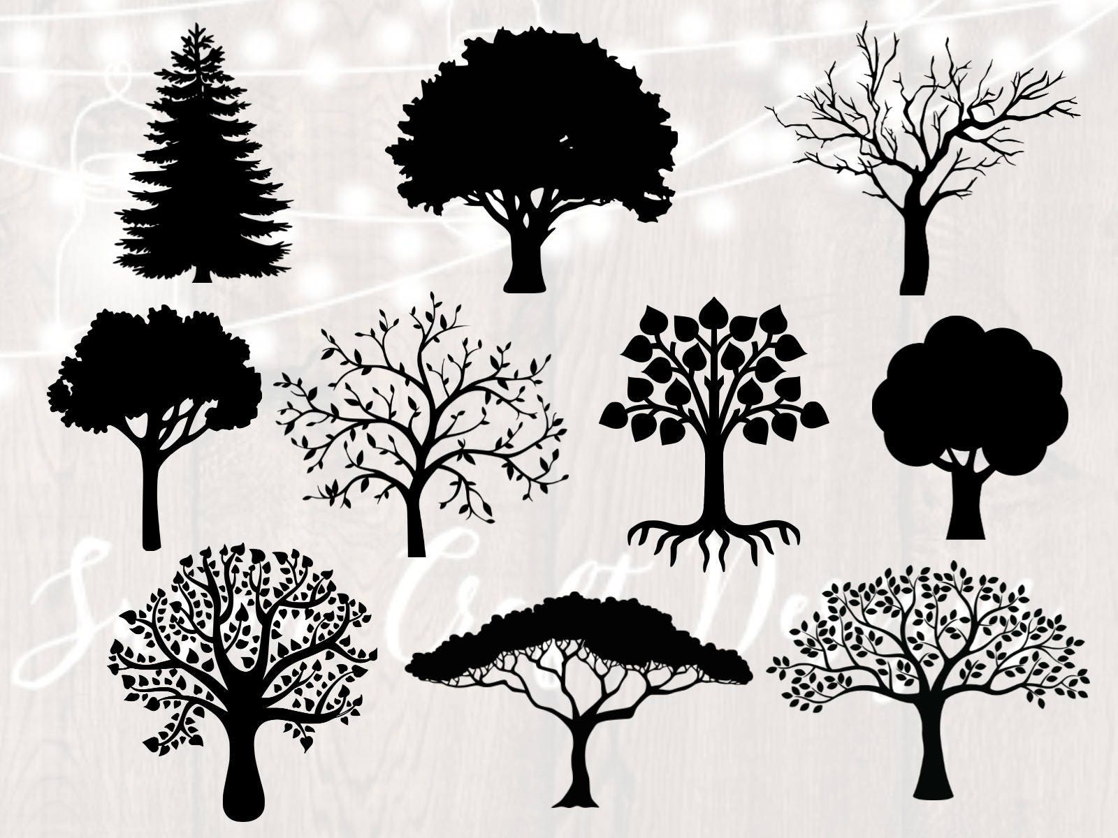 Download Tree silhouette svg bundle tree clipart dxfpng | Etsy