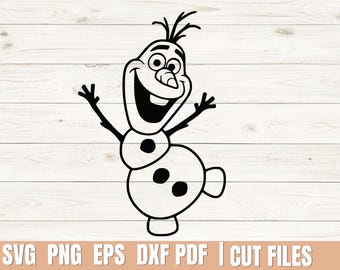 オラフのジャンプ中SVG PNG eps、dxf、pdf：カットファイル用の太線アート（デジタルダウンロード）