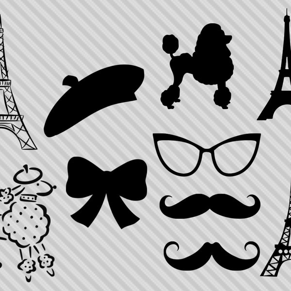 Paris svg bundle, paris silhouette, paris clipart, eiffel tower svg, clipart, dxf, png, cut files for cricut and silhouette