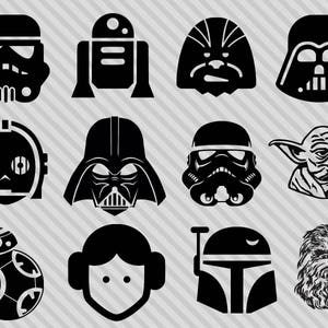 スターウォーズ SVG バンドル、スターウォーズ クリップアート、PNG、SVG、ダースベイダー デフ SVG、クリカットとシルエット用カットファイル、即時ダウンロード