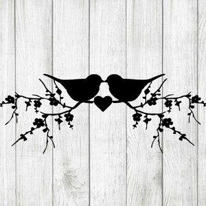 Pássaros do amor svg, pássaros de casamento svg, pássaros de aniversário svg, png, coração, arquivos de corte para cricut e silhouette.
