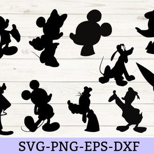 SVG-Bundle mit Mickey-Mouse-Silhouette, Mickey-Mouse-Silhouette, Mickey und seine Freunde (SVG, PNG), Minnie-Mouse-SVG
