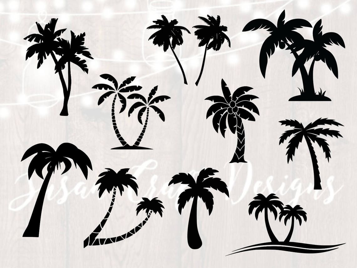 Palm Tree Silhouette Svg Bundle Palm Tree Clipart Dxf Png - Etsy