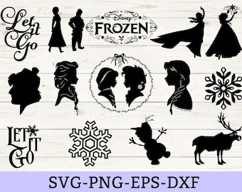 Gefrorene geschnittene Dateien, gefrorene Cliparts, gefrorene geschnittene Dateien, Anna Elsa Schneeflocke lassen Sie es gefrorene Kontur, svg, png, dxf INSTANT DOWNLOAD