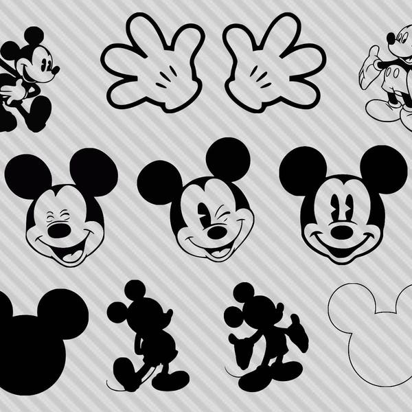 Mickey svg bundle, mickey outline svg bundle, png, silhouette, mickey clipart, cutting files for cricut silhouette
