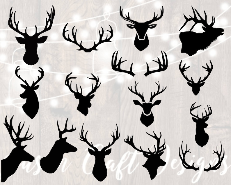 Download Deer head silhouette svg bundle Antler silhouette svg | Etsy
