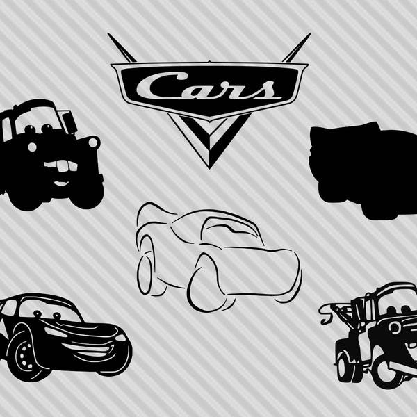 Lightning Mcqueen Black and White Clipart - Etsy