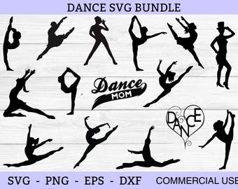 15 archivos de corte SVG de baile para Cricut, bailarines SVG, siluetas de bailarines SVG, equipo de baile SVG, imágenes prediseñadas de bailarines, descarga instantánea de siluetas de baile SVG