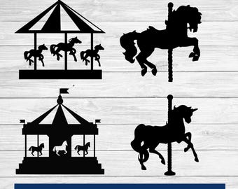 Carousel svg cut files, carousel clipart, carousel horse svg, clipart, dxf, png, carousel horse silhouette