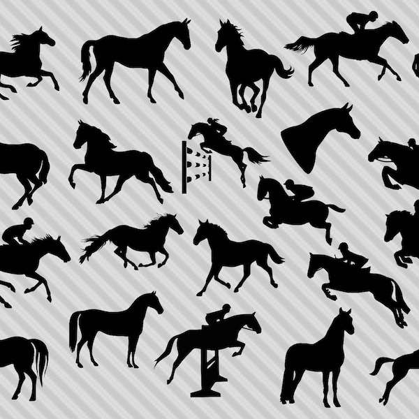 Horse svg bundle, horse clipart, horse silhouette svg, horse dxf, equestrian svg, png, dxf, svg, cut files for cricut and silhouette