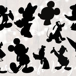 Mickymaus Silhouette svg bündel, Mickymaus Silhouette, Micky und Freunde svg, png, Minnie Maus svg