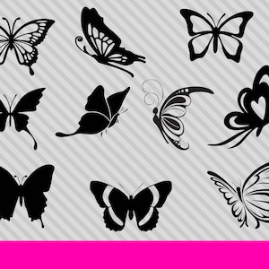 Bundle svg papillon, clipart papillon, papillon dxf, silhouette papillon, png, papillon svg, fichiers découpés au laser