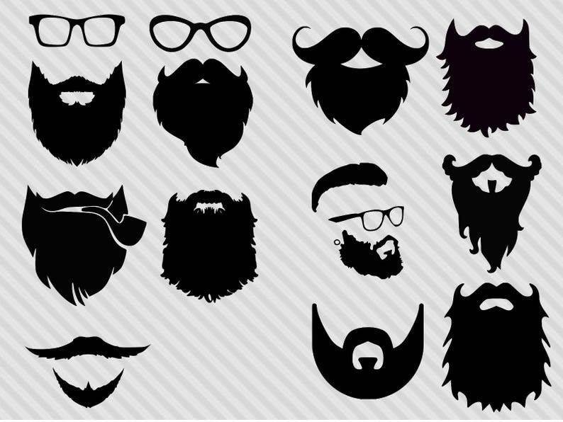 Борода svg расслоение, хипстер svg расслоение, борода клипарт, борода силуэ...